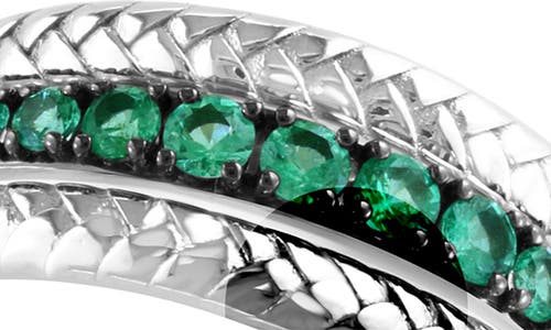 Effy Sterling Silver Emerald Braided Band Ring In Green
