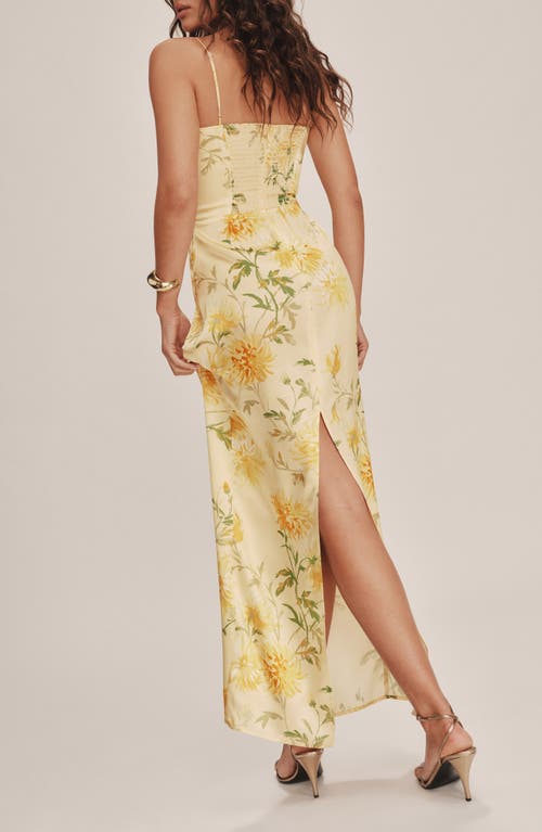 Shop Reformation Frankie Floral Silk Maxi Dress In Honeyglow