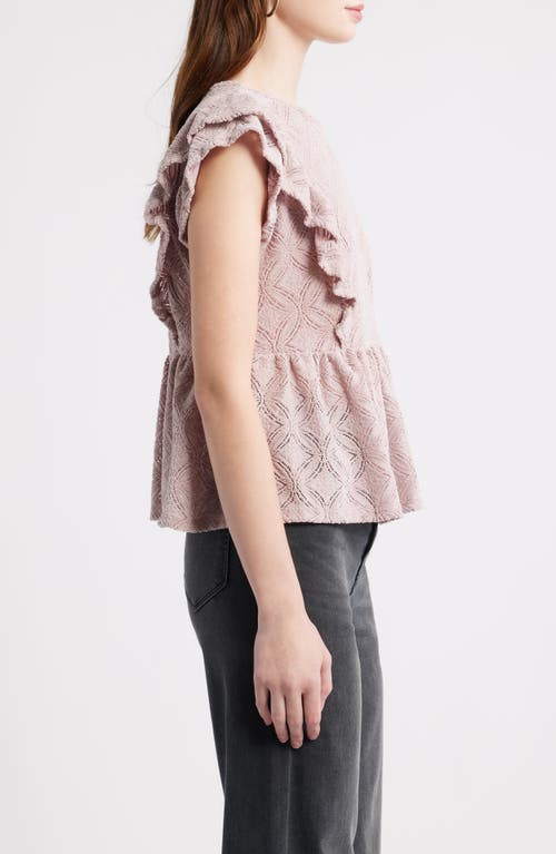 Treasure & Bond Flutter Sleeve Peplum Top In Pink