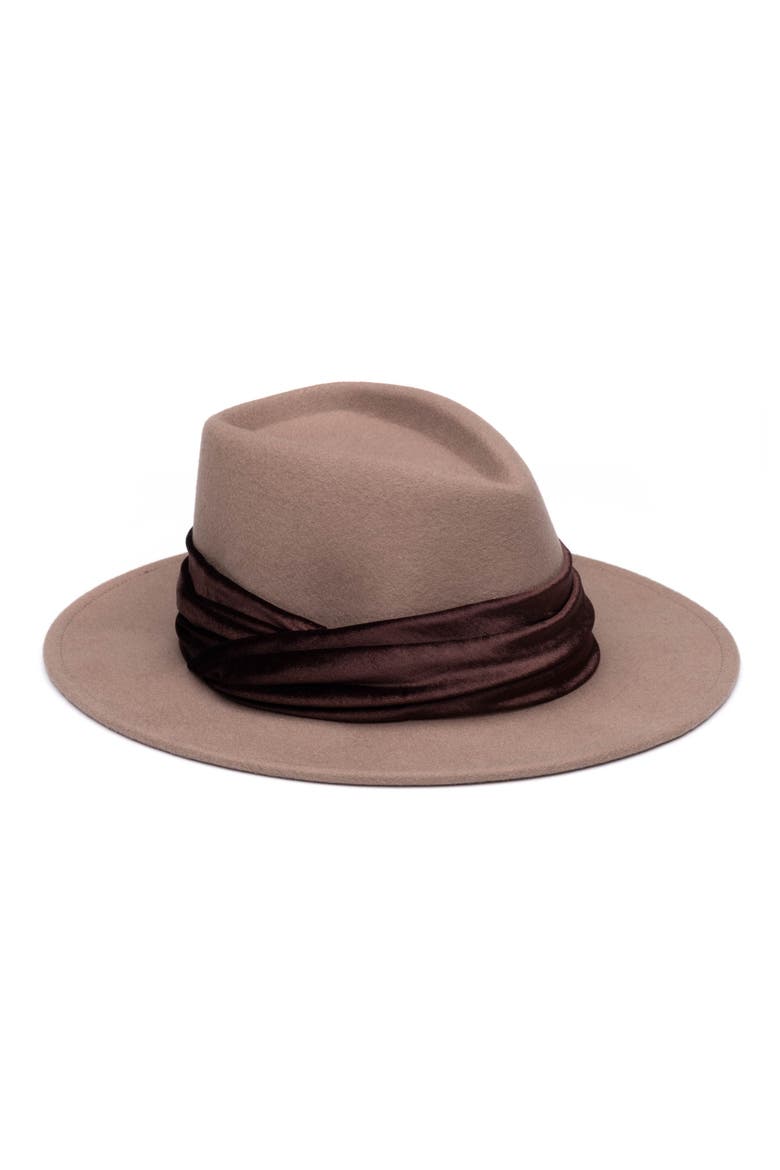 Velvet Strap Wool Fedora, Main, color, MINK