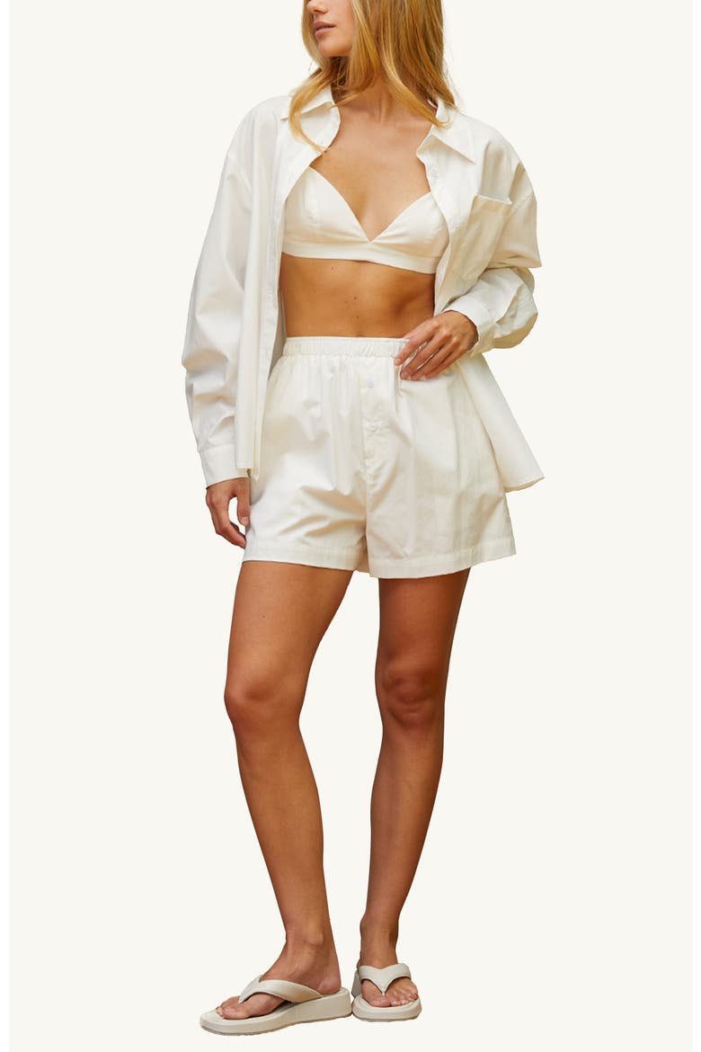 Button up Shirt & Boxer Shorts Three Piece Set, Main, color, White