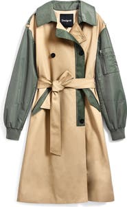 Desigual Mixed Media Bomber Hybrid Trench Coat