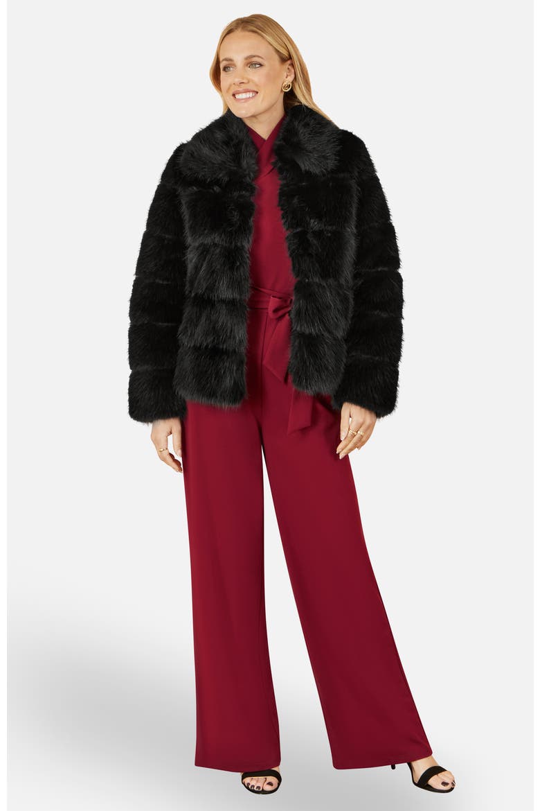 Luxe Faux Fur Coat, Alternate, color, Black