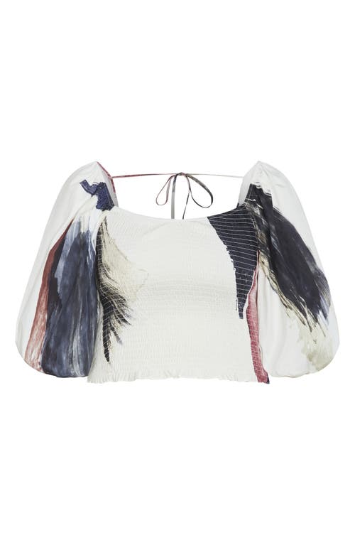 City Chic Amari Abstract Print Crop Top In Geo Muse