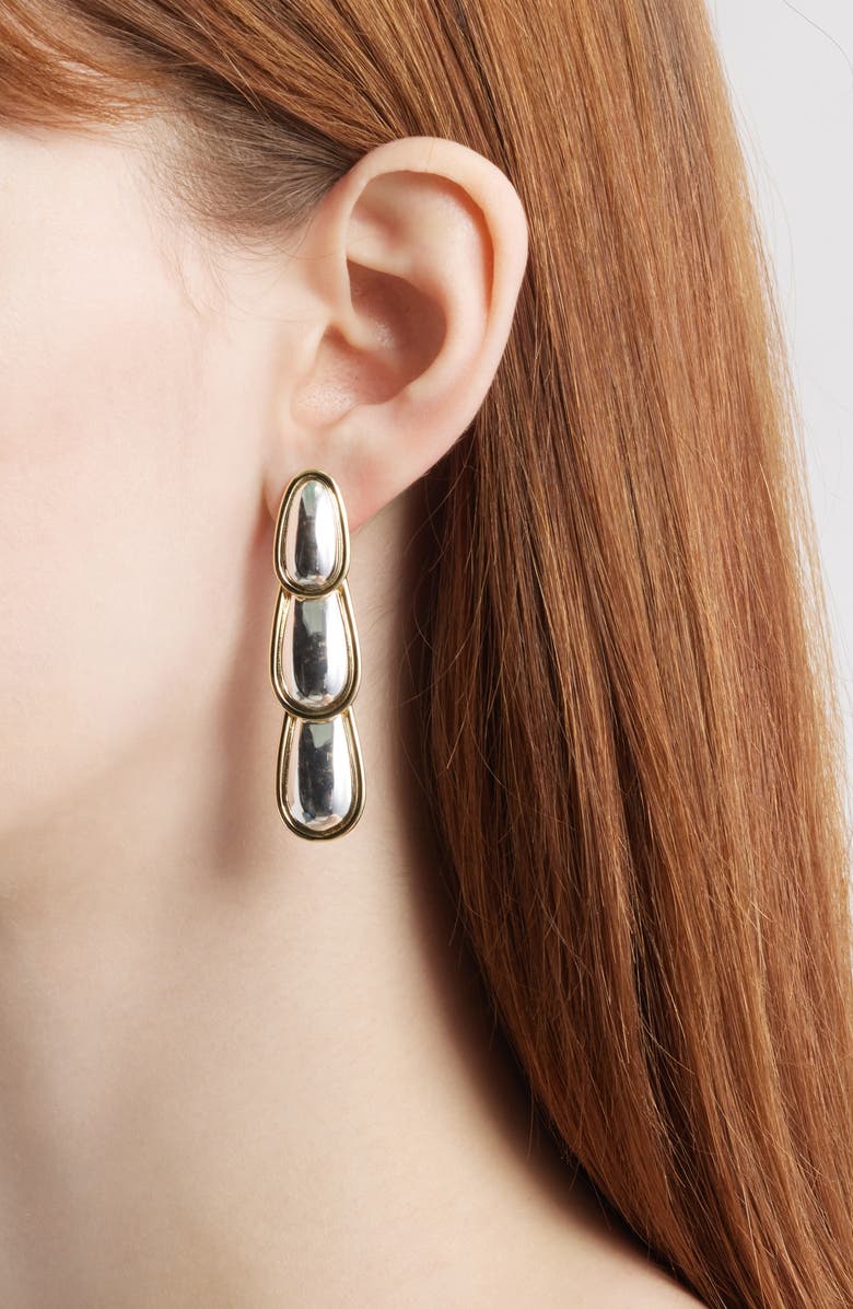 ARGENTO VIVO Convex Two-Tone Linear Drop Earrings, Alternate, color, Two Tone