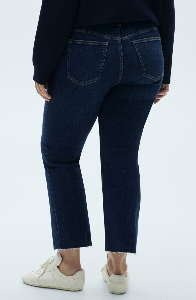 MANGO Mid Rise Crop Flare Jeans, Alternate, color, Dark Blue