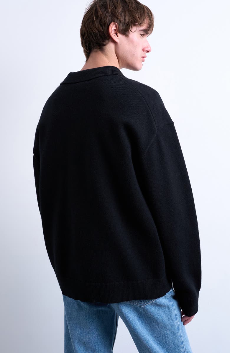 Topman Smart Polo Sweater, Alternate, color, Black
