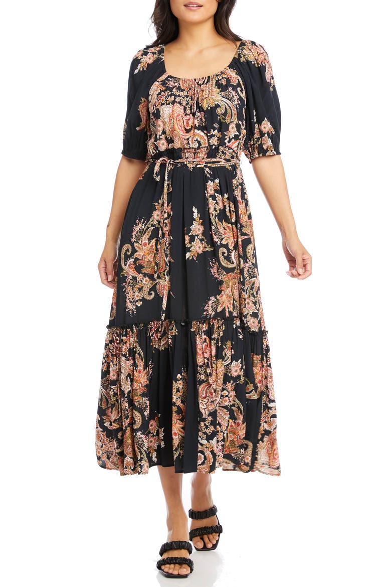 Printed Tie Waist Maxi Dress, Main, color, PRINT