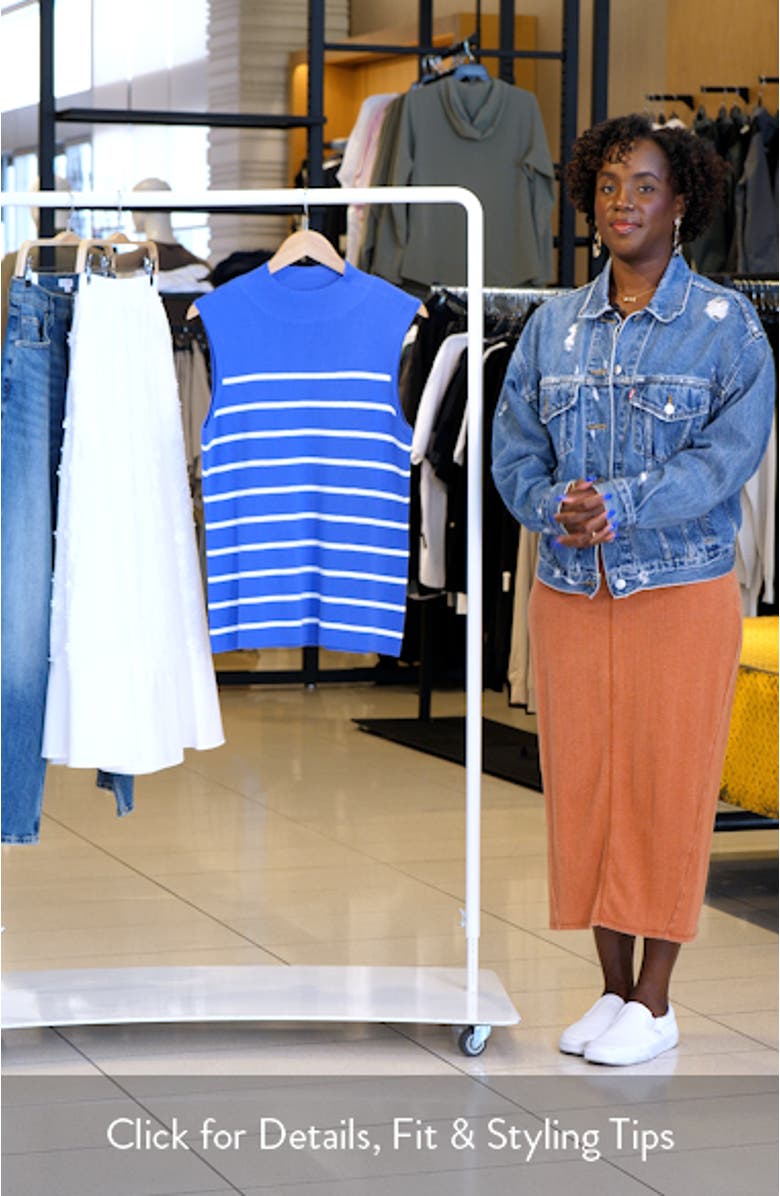 Stripe Sleeveless Mock Neck Sweater, sales video thumbnail