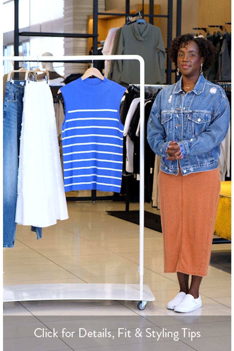 Stripe Sleeveless Mock Neck Sweater video