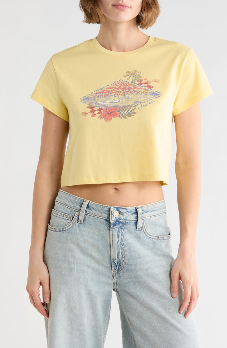 Billabong Surfing Solo Logo Crop T-Shirt, Main, color, Retro Yellow
