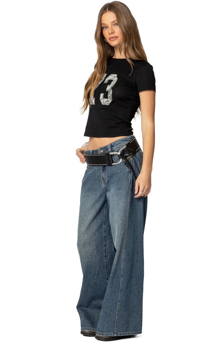 EDIKTED 73 Camo Shrunken T-Shirt, Alternate, color, Black