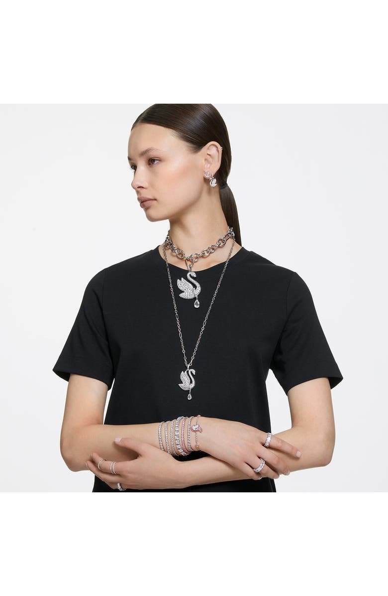 Swarovski Matrix Baguette Crystal Eternity Ring, Alternate, color, White Gold