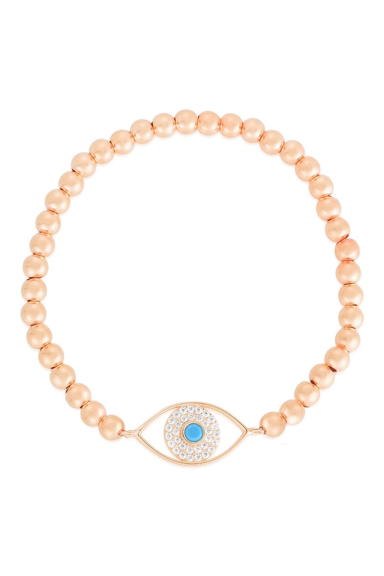 CZ Eye Stretch Bead Bracelet, Main, color, ROSE GOLD