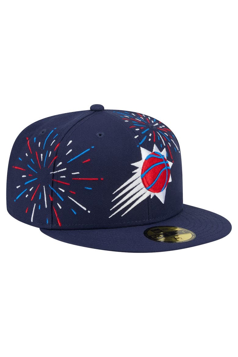 Men's New Era  Navy Phoenix Suns Americana Fireworks 59FIFTY Fitted Hat, Alternate, color, Navy