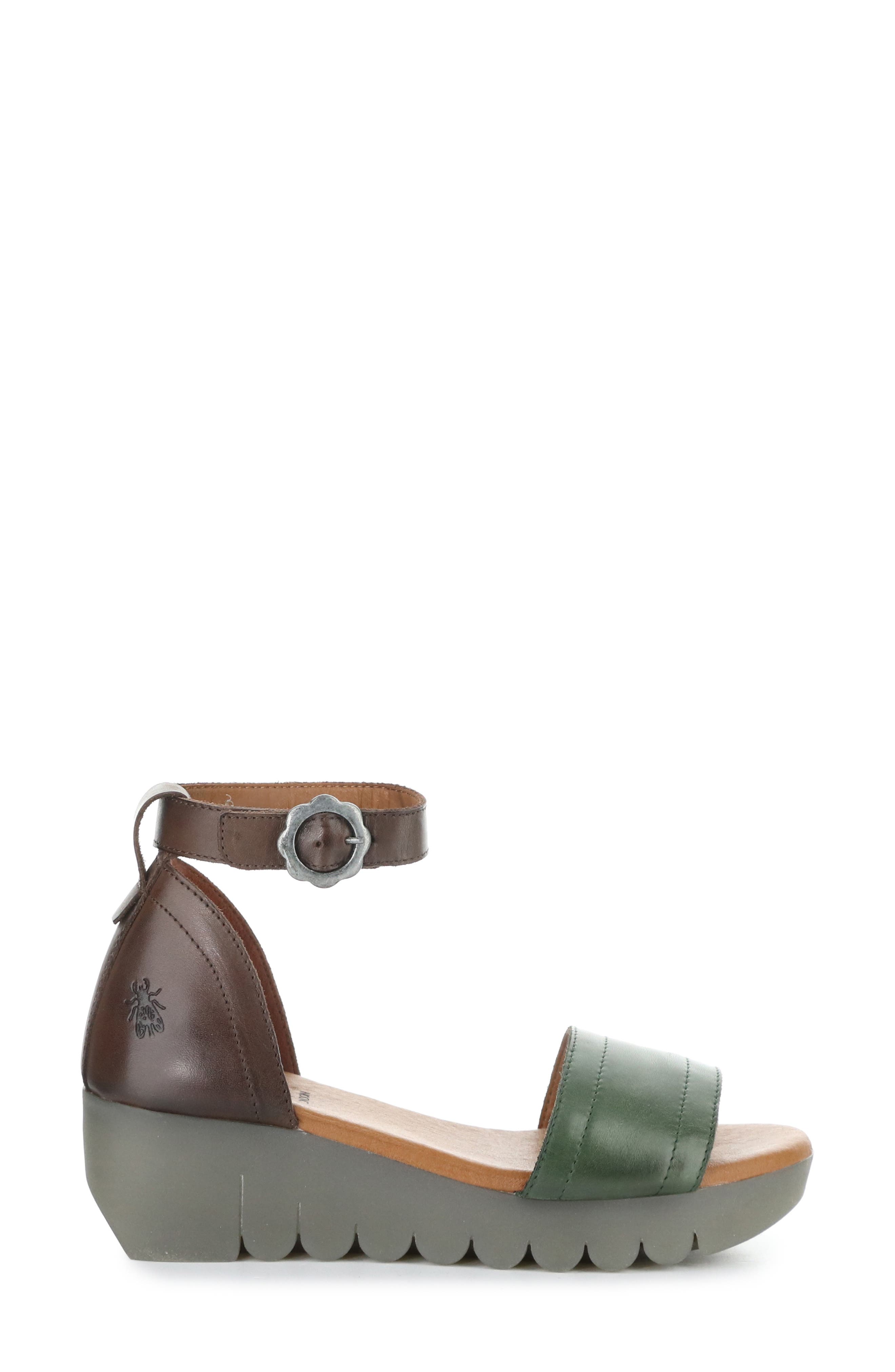 Voik Ankle Strap Platform Wedge Sandal, Alternate, color, GREEN/ BROWN