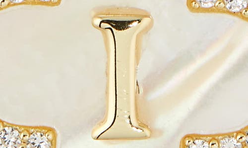 Argento Vivo Sterling Silver Clover Mother-of-pearl Initial Pendant Necklace In Gold