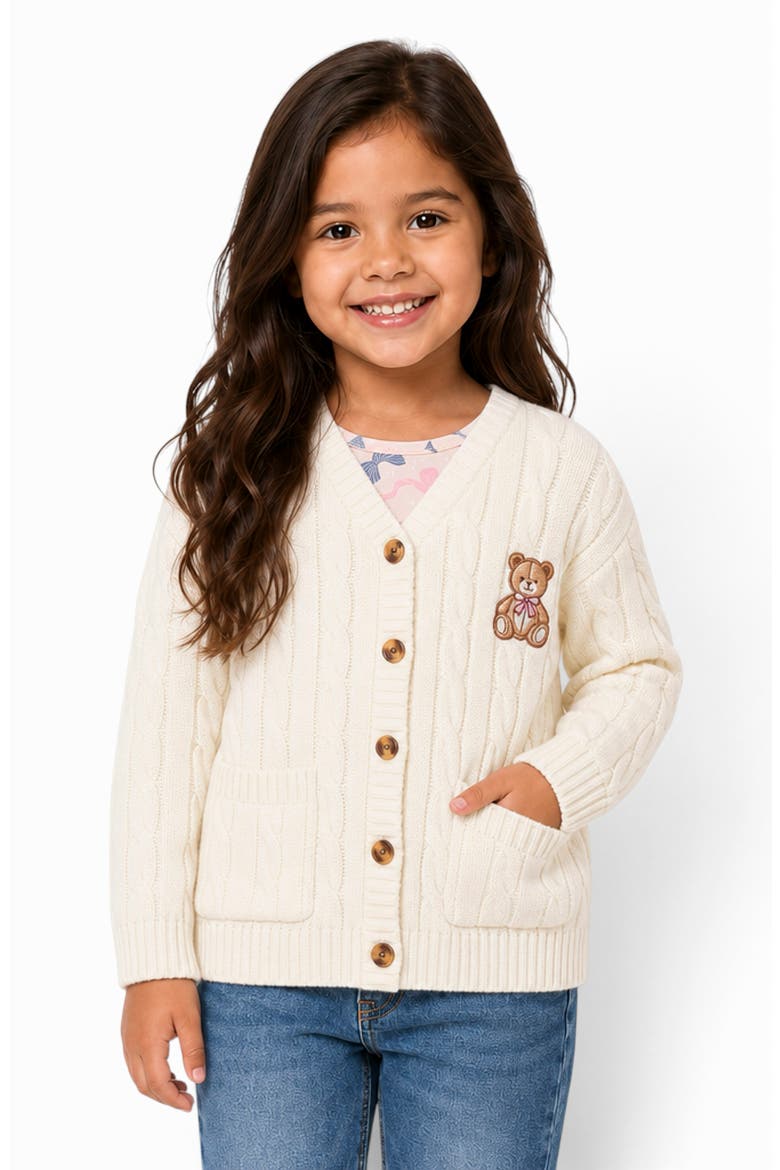 Kids' Embroidered Cable Knit Cardigan, Alternate, color, BEIGE