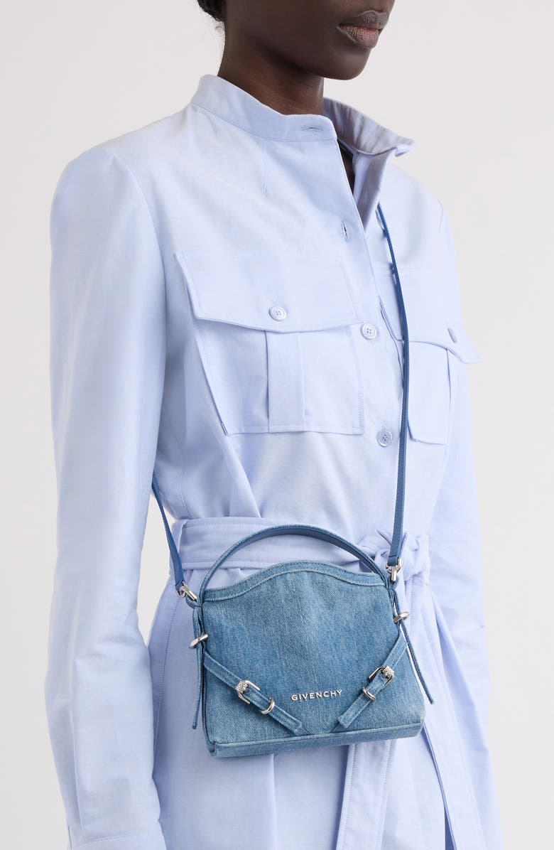 Givenchy Nano Voyou Denim Crossbody Bag, Alternate, color,
