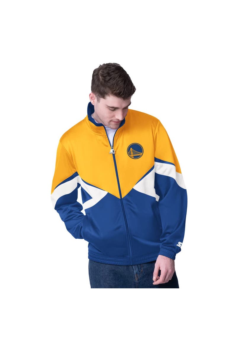 Men's Starter Gold/Royal Golden State Warriors Rush Applique Full-Zip Track Jacket, Main, color, Gold