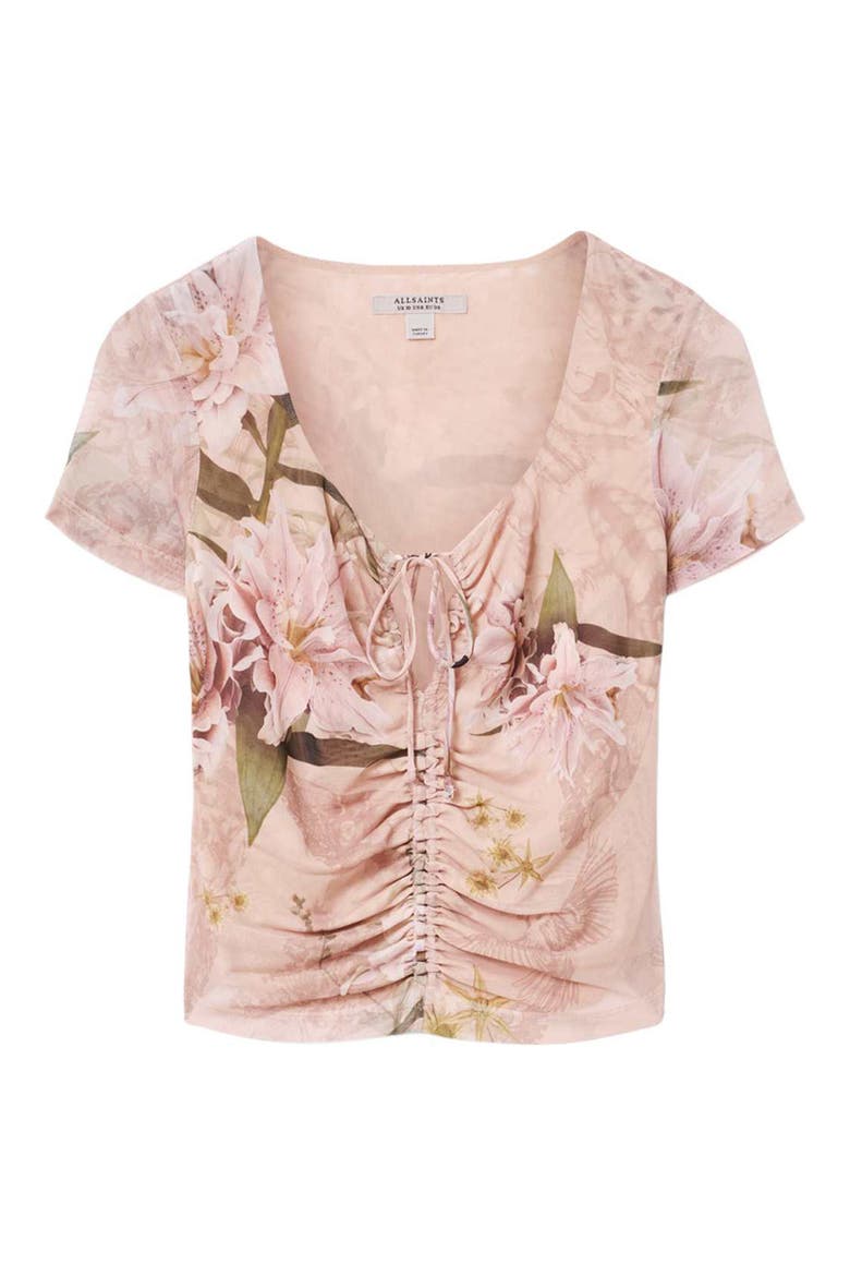 Gabby Floral Print Mesh Top, Alternate, color, CRYSTAL PINK