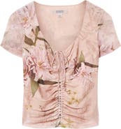AllSaints Gabby Floral Print Mesh Top