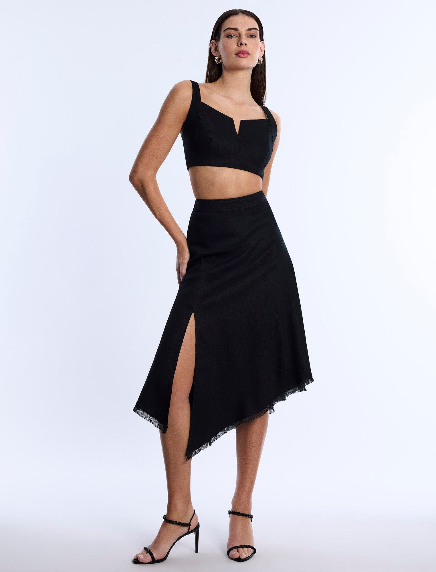 High Slit Flared Skirt