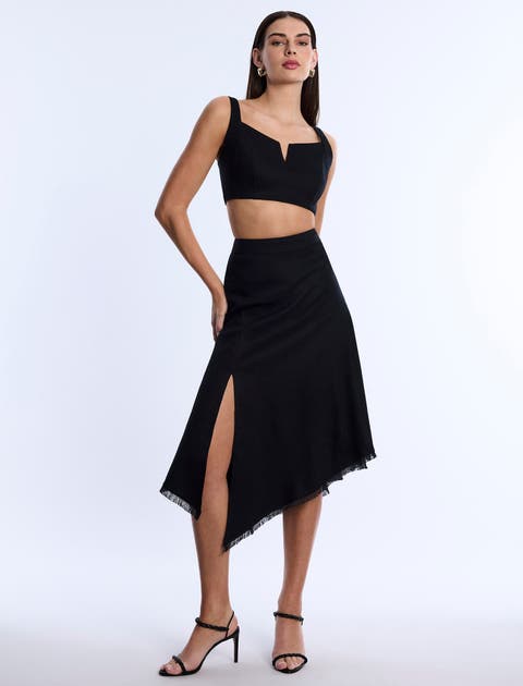 High Slit Flared Skirt