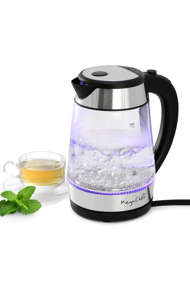 1.8 Quart Glass and Stainless Steel Electric Tea Kettle, Main, color, Grey