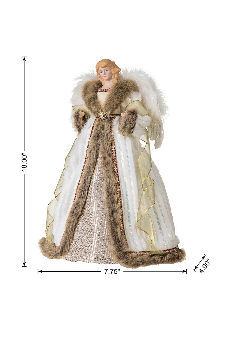18"H Faux Fur Christmas Elegant Angel Tree Toppers, Alternate, color, Gold