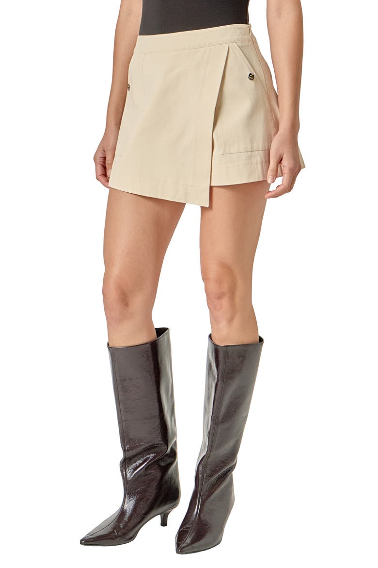 Wrap Detail Mini Skort, Alternate, color, CREAM
