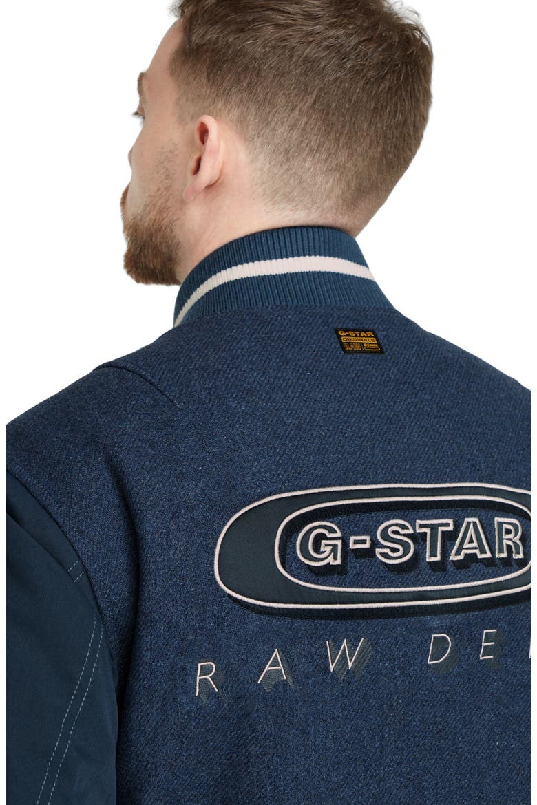 Varsity Recycled Wool Blend Jacket, Alternate, color, RANK BLUE
