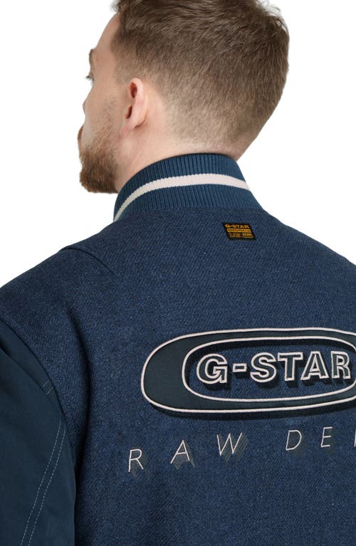 G-star Varsity Recycled Wool Blend Jacket In Rank Blue