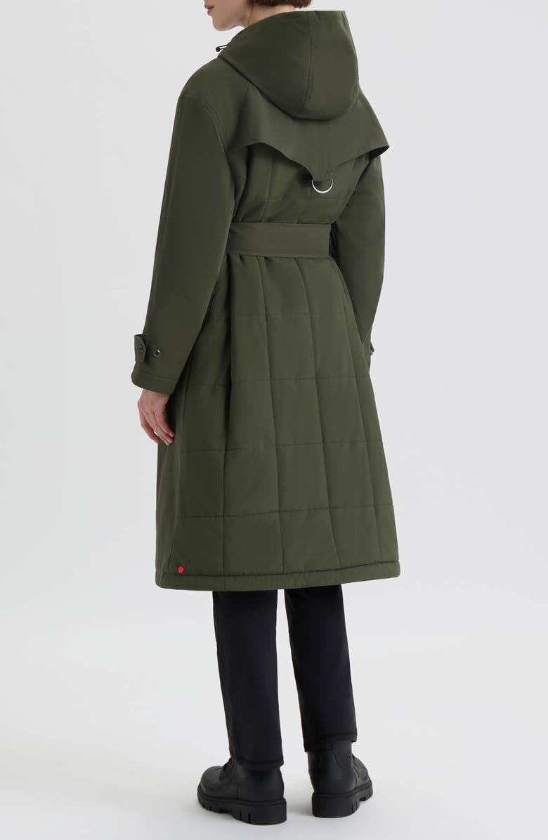 Hunter Violet Hooded Long Trench Coat, Alternate, color, Hunter Green