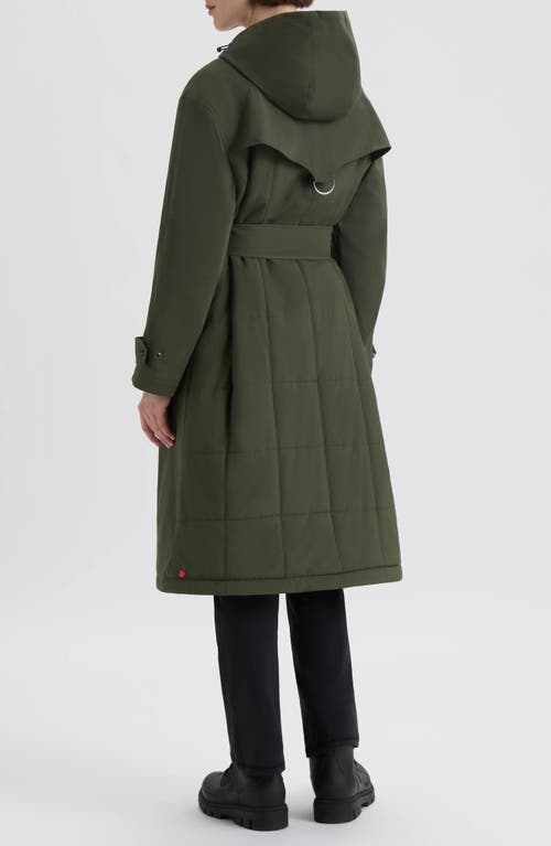 Hunter Violet Hooded Long Trench Coat In Green