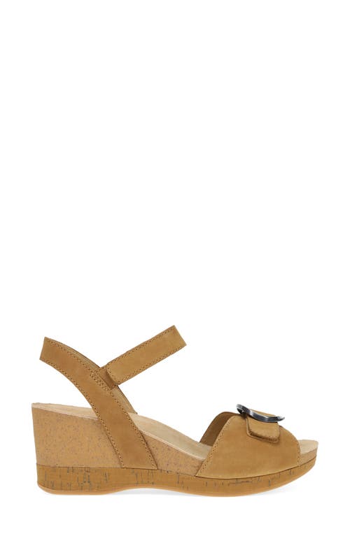 Dansko Stella Ankle Strap Platform Wedge Sandal In Dijon Milled Nubuck