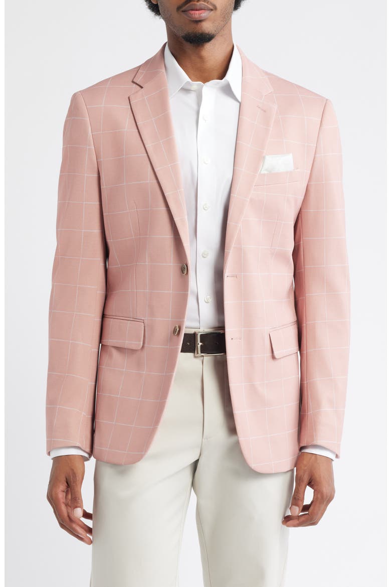 Pink Windowpane Check Knit Sport Coat, Main, color, PINK