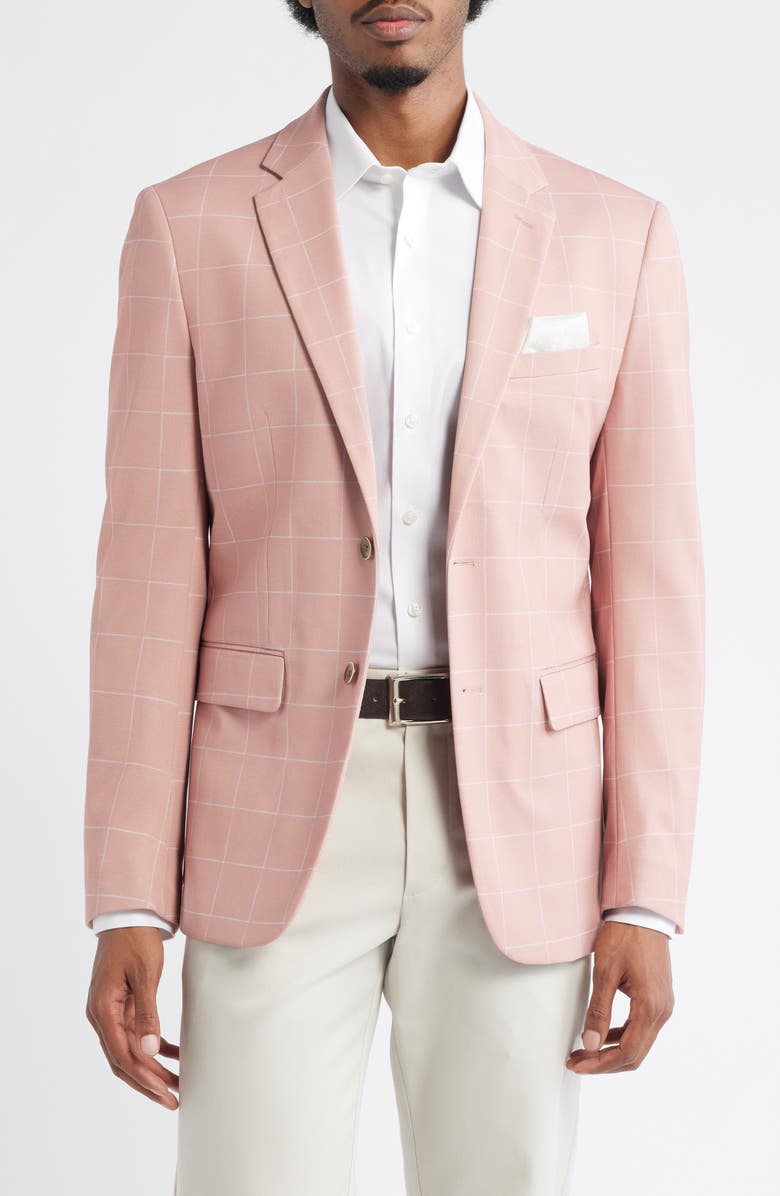DANIEL HECHTER Pink Windowpane Check Knit Sport Coat, Main, color, Pink