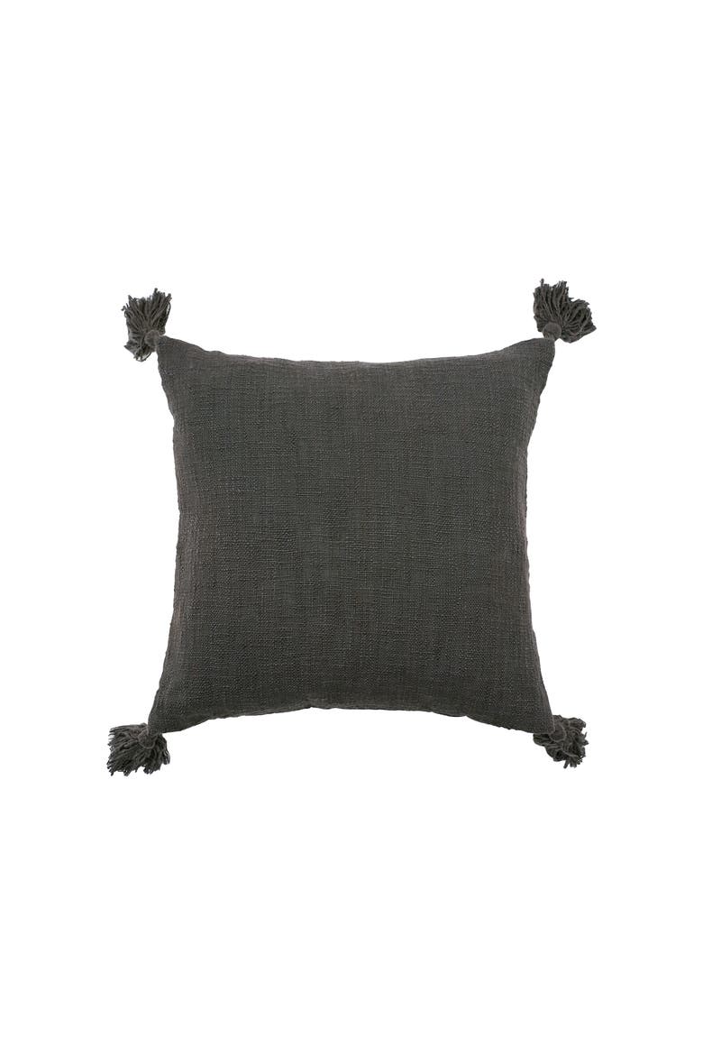 Anna Cotton Decorative Throw Pillow With Tassels, Main, color, Gray