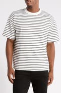 DENIM AND FLOWER Horizontal Striped Crewneck T-Shirt
