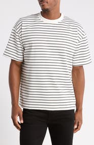 DENIM AND FLOWER Horizontal Striped Crewneck T-Shirt