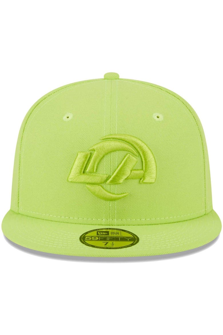 Men's New Era Neon Green Los Angeles Rams Color Pack Brights 59FIFTY Fitted Hat, Alternate, color, Neon Green