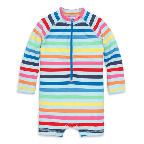 PRIMARY PRIMARY BABY ONE-PIECE RASH GUARD IN RAINBOW SKY STRIPE 