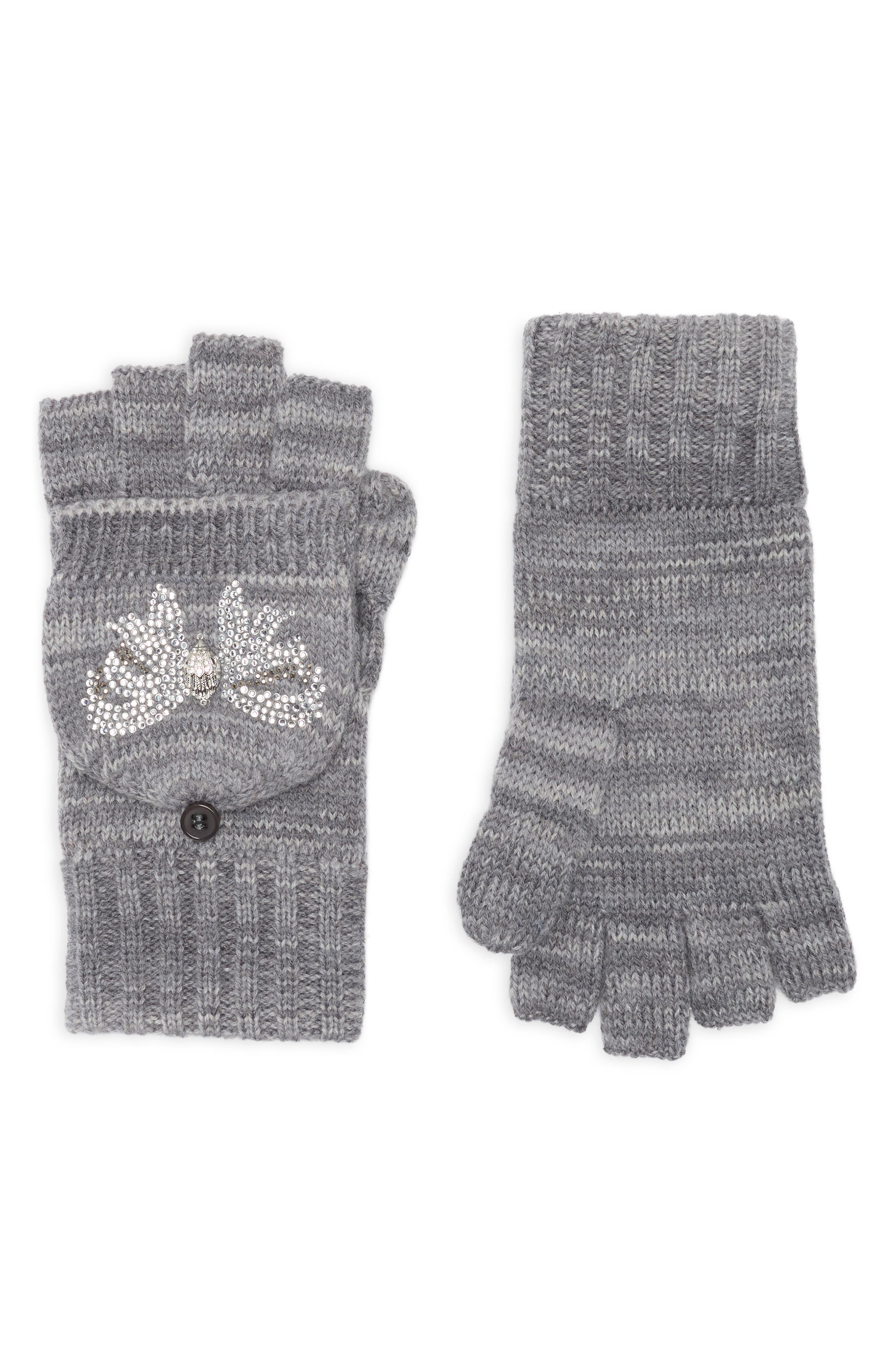 Kurt Geiger London Crystal Bow Polo Fingerless Gloves