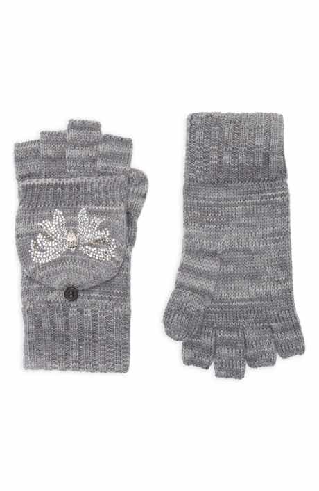 Kurt Geiger London Crystal Bow Polo Fingerless Gloves