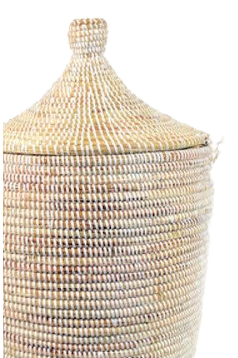 Dou Lid Storage Basket Monochrome Medium Storage, Alternate, color, White