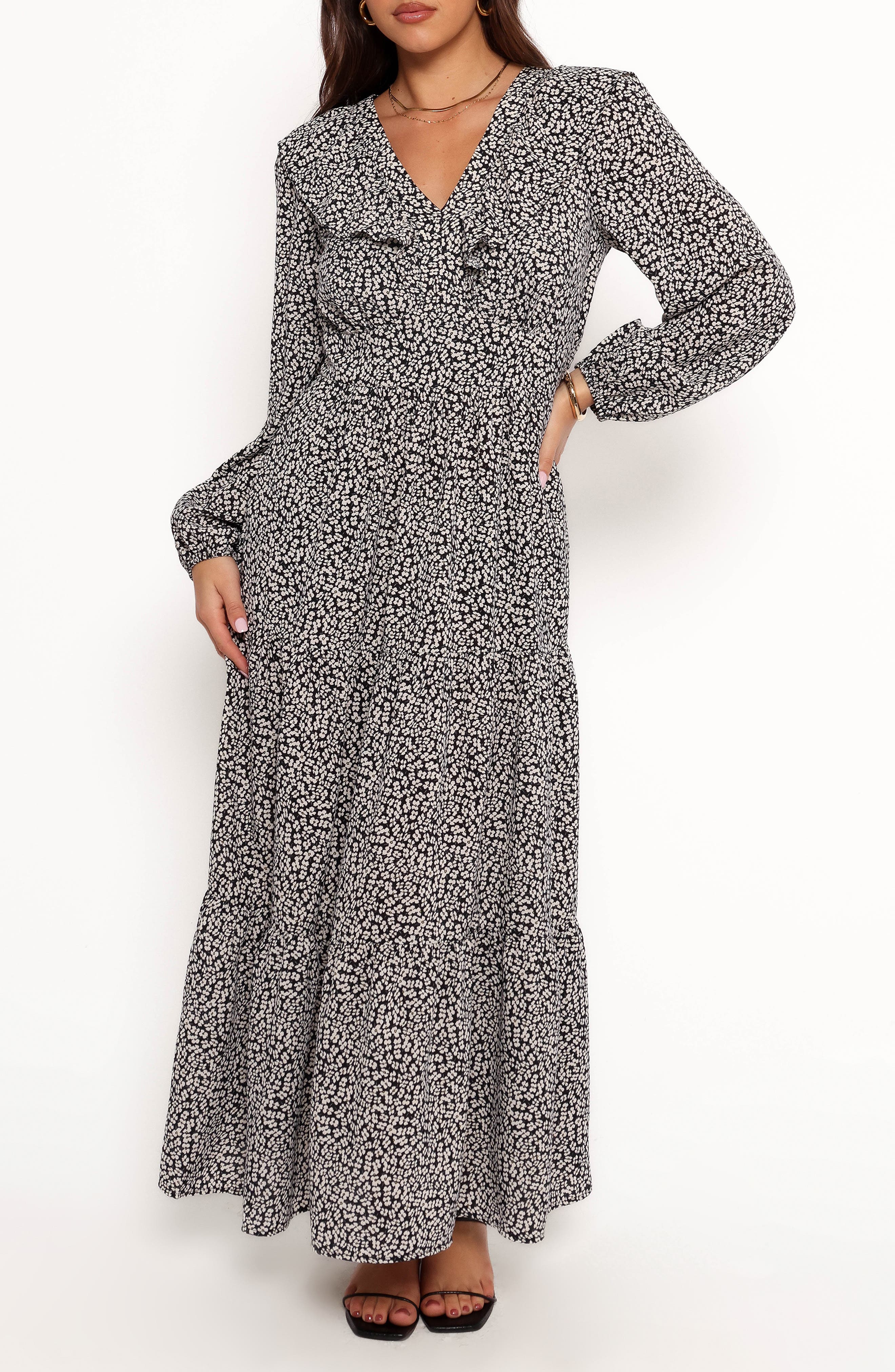 Petal & Pup Isadora Floral Print Ruffle Long Sleeve Maxi Dress