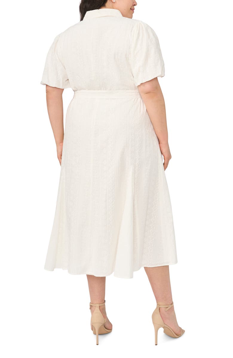 CeCe Embroidered Tie Waist Maxi Shirtdress, Alternate, color, New Ivory
