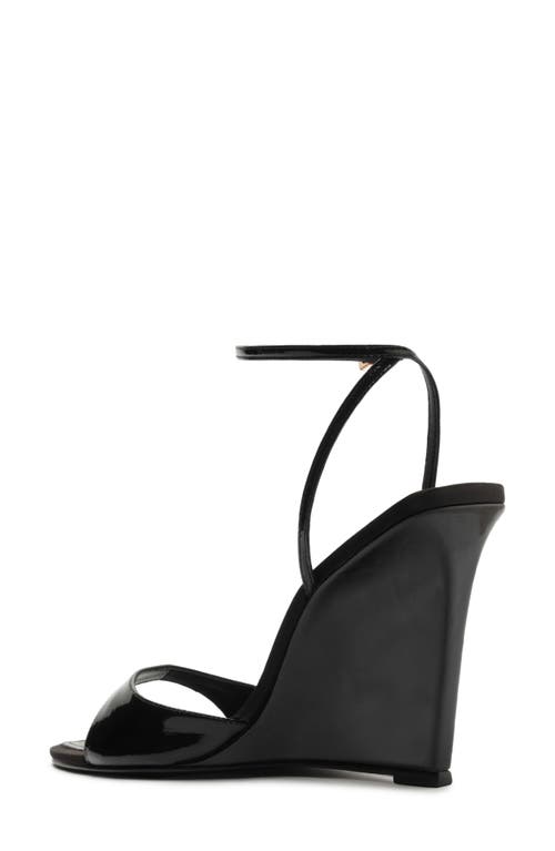 Schutz Elodie Ankle Strap Pointed Toe Wedge Sandal In Black