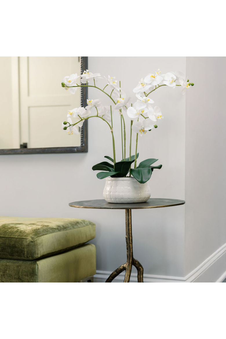 Artificial 4-Stem Phalaenopsis White Orchid, Alternate, color, White